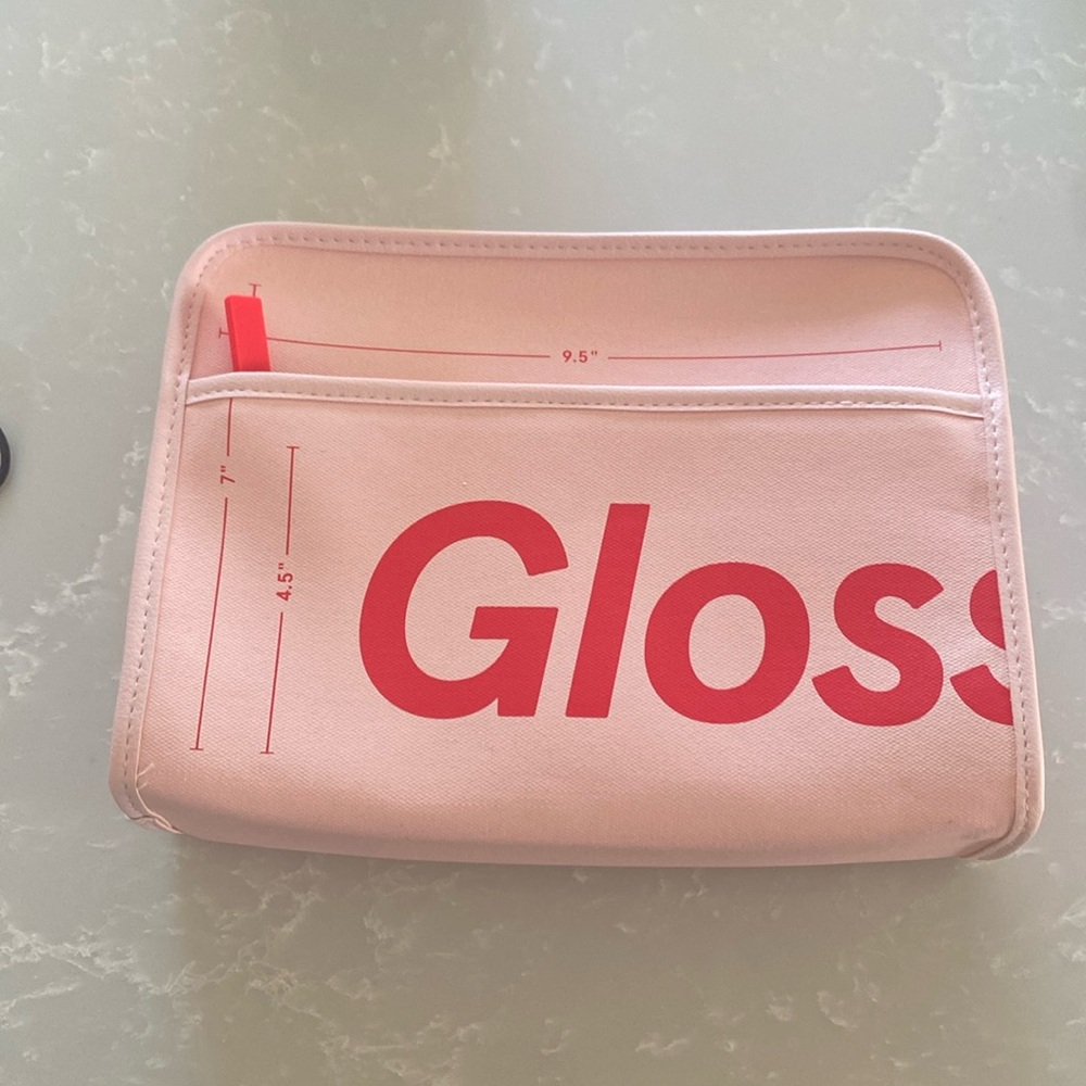 Glossier cosmetics bag